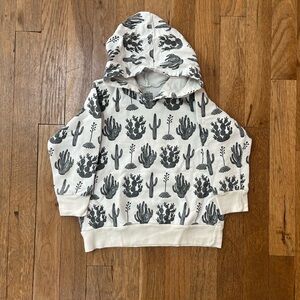 Kids Cactus Pattern Hoodie - Cream and Black